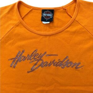 Vintage Harley Davidson Women’s Orange Top/Shirt‎ Size L USA Made Stl Mo Harley
